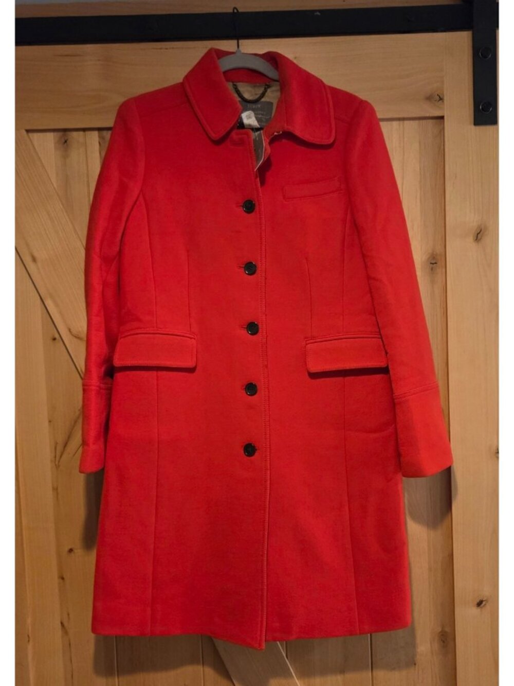 New! J Crew Women 10 Wool Blend Double Cloth Coat Coral Bright Red Orange Lined